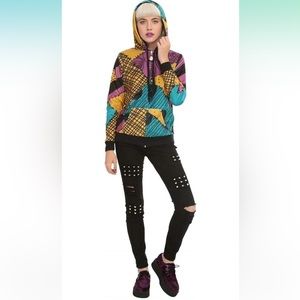 Reversible Nightmare Before Christmas Jack and Sally zip up hooded jacket size L